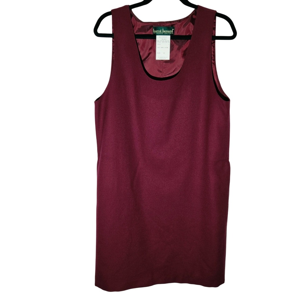 Harve Benard Jumper Dress Women 12 Maroon Excellent Vintage 100% Wool Sleeveless